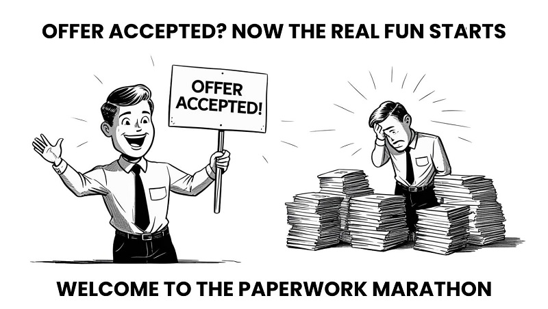 Homeowner realising how many docs are needed during the conveyancing process